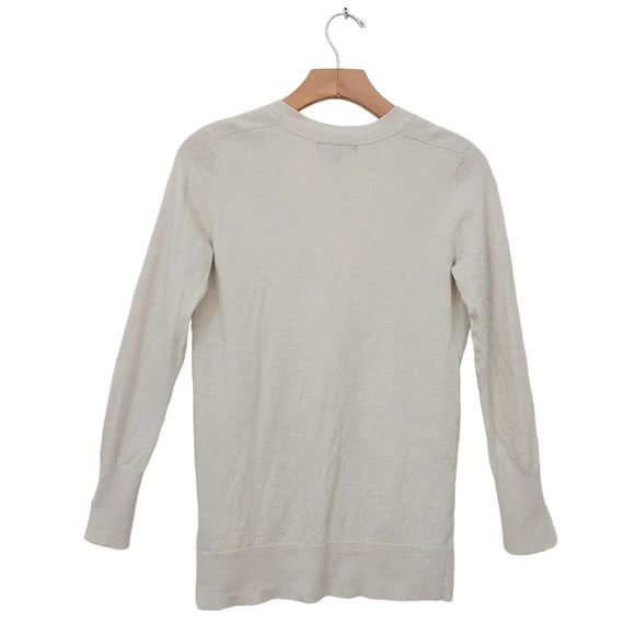 Banana Republic Womens Merino Wool Sweater Large Beige Button Up Knit V-Neck - Picture 6 of 12